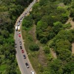 Vista aérea da carreata do time de Lula em Ilhéus em 3 de outubro de 2026