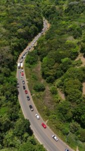 Vista aérea da carreata do time de Lula em Ilhéus em 3 de outubro de 2026