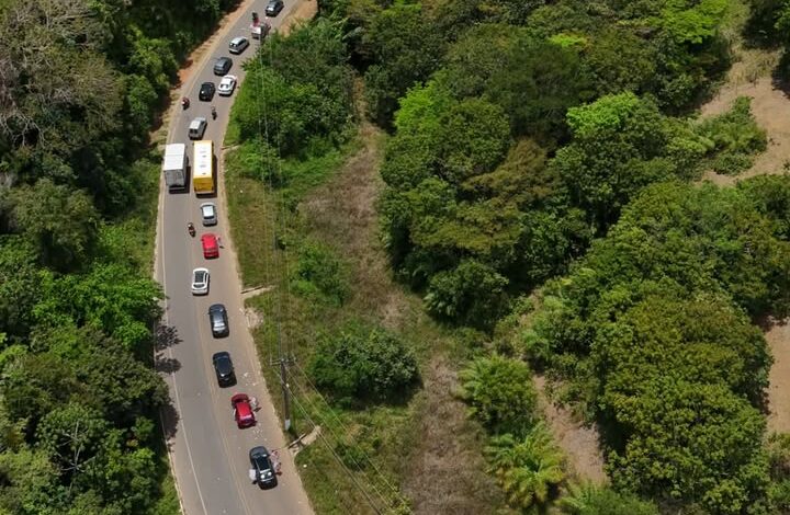 Vista aérea da carreata do time de Lula em Ilhéus em 3 de outubro de 2026