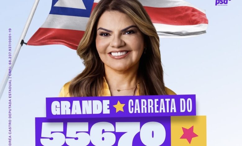 Arte de divulgação da carreata de Andréa Castro em Itabuna